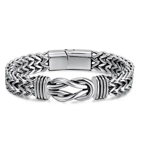Stainless Steel Chain Link Bracelet, Mantra, Curb Hand Woven Engraved - Picture 5 of 5